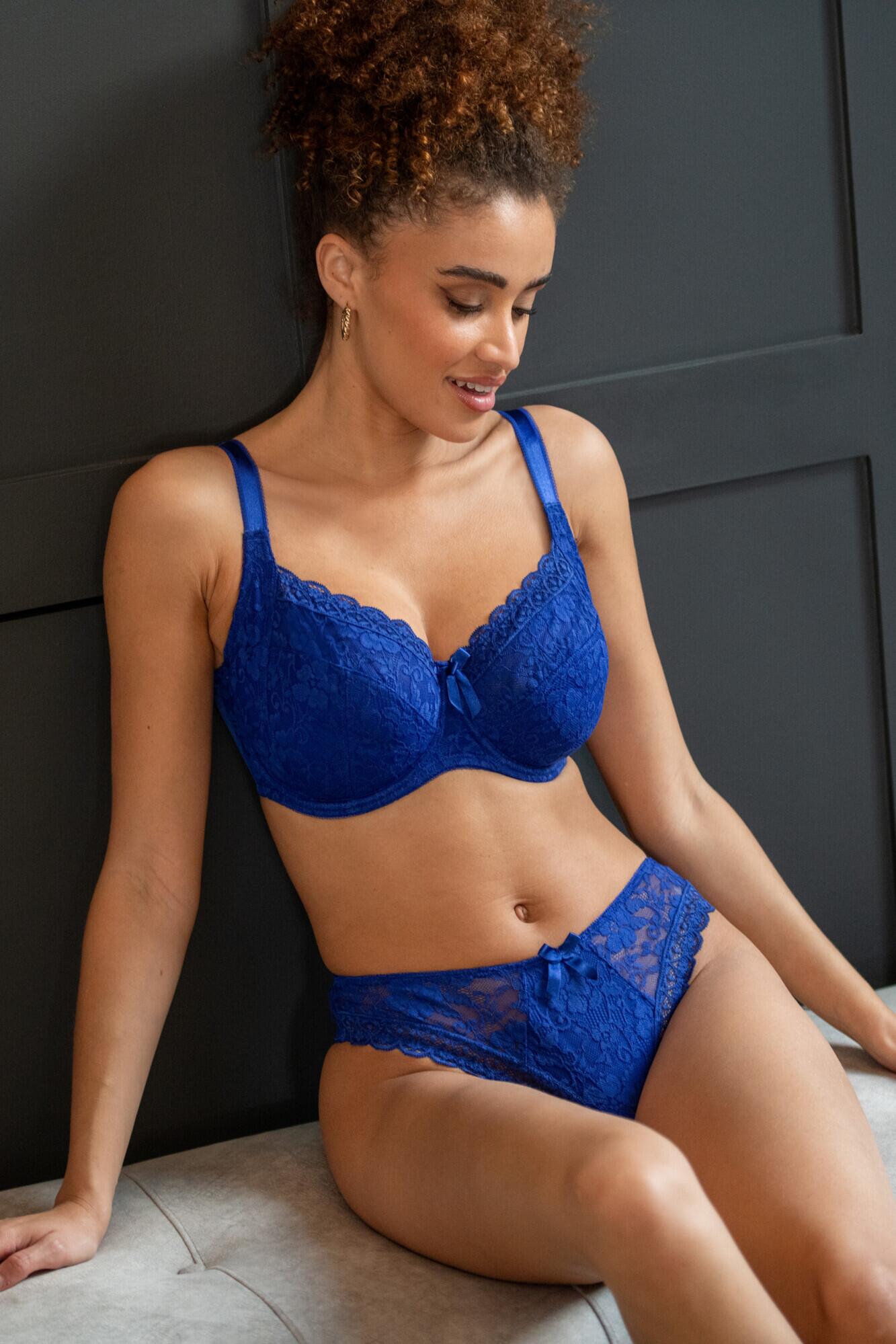Buy Pour Moi Blue Non Padded Opulence Front Fastening Underwired Bralette  from Next Luxembourg