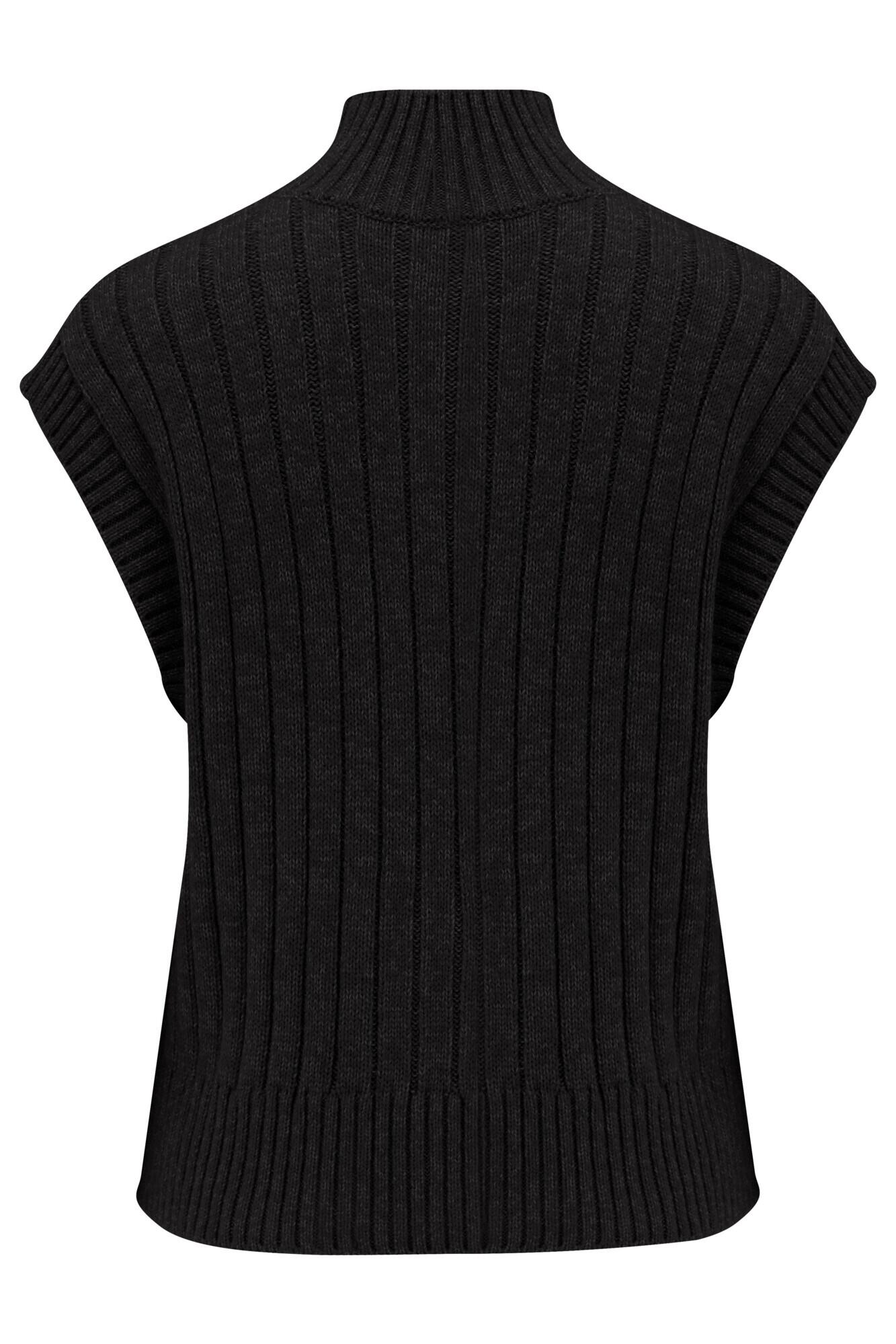 Black Longline Knitted Stretch Vest