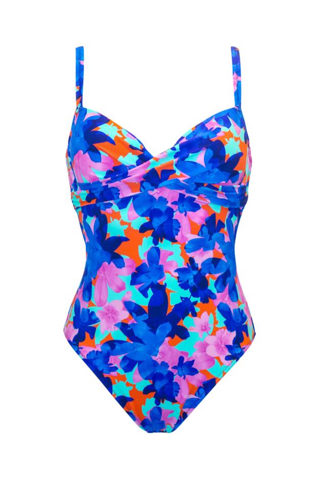 Heatwave Lightly Padded Underwired Control Swimsuit in Aqua Floral ...