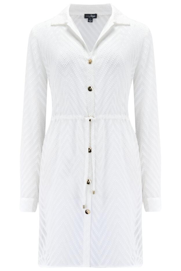 Chevron Stripe Button Through Beach Shirt