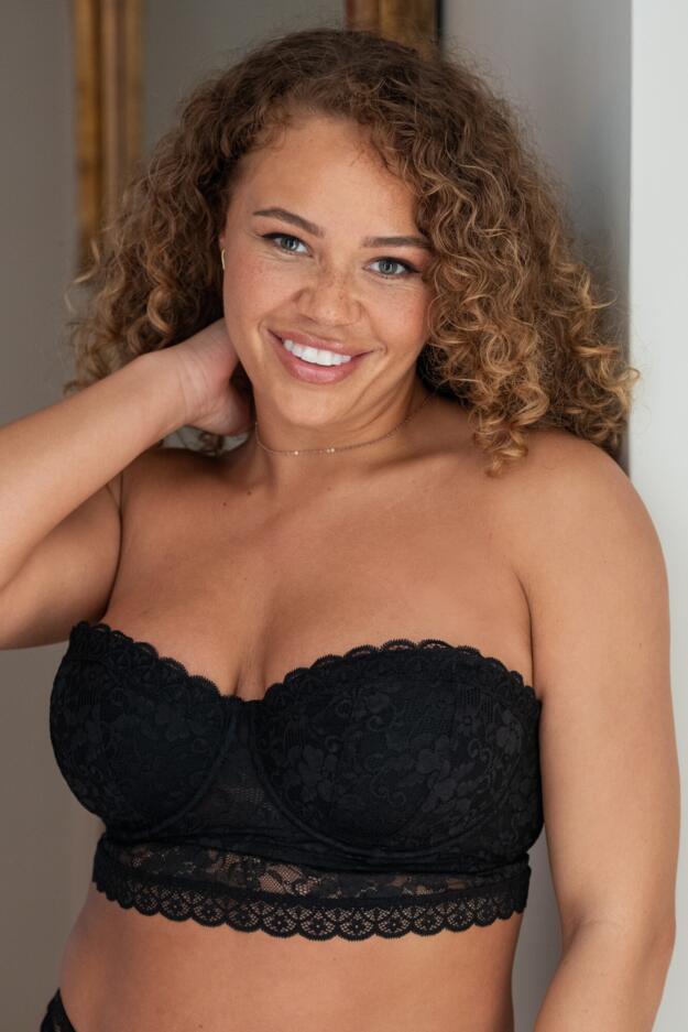 Pour Moi Bra Definitions Strapless Black 34dd Underwired Lined