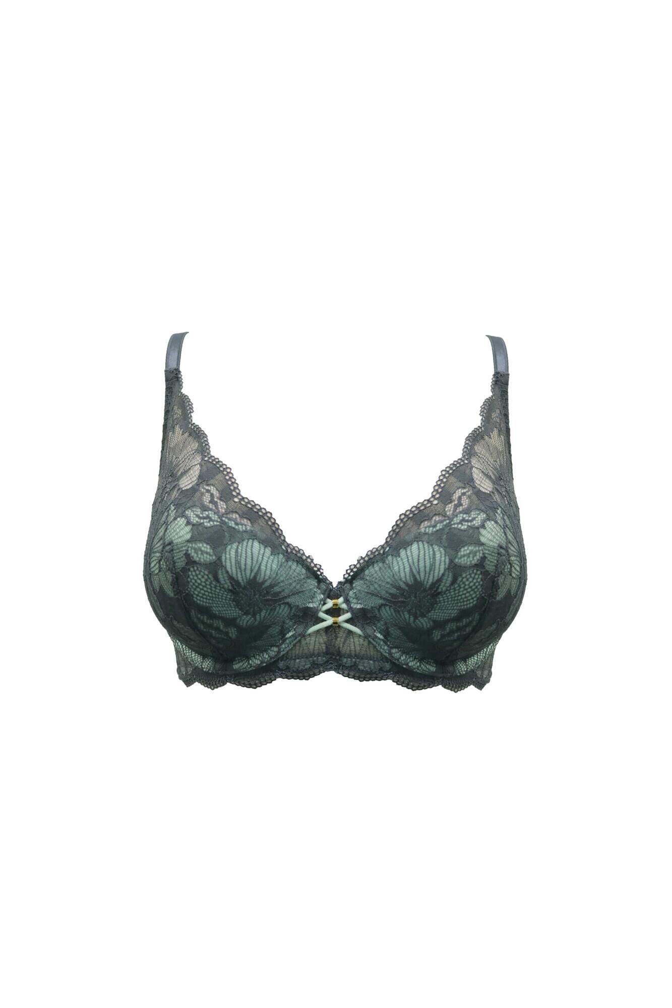 Atelier Lace High Apex Lightly Padded Underwired Bra in Slate Mint