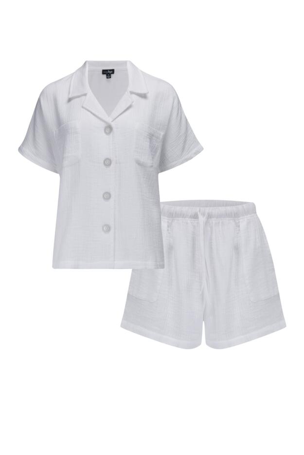 Woven Double Cloth Revere Collar Shirt and Short Set