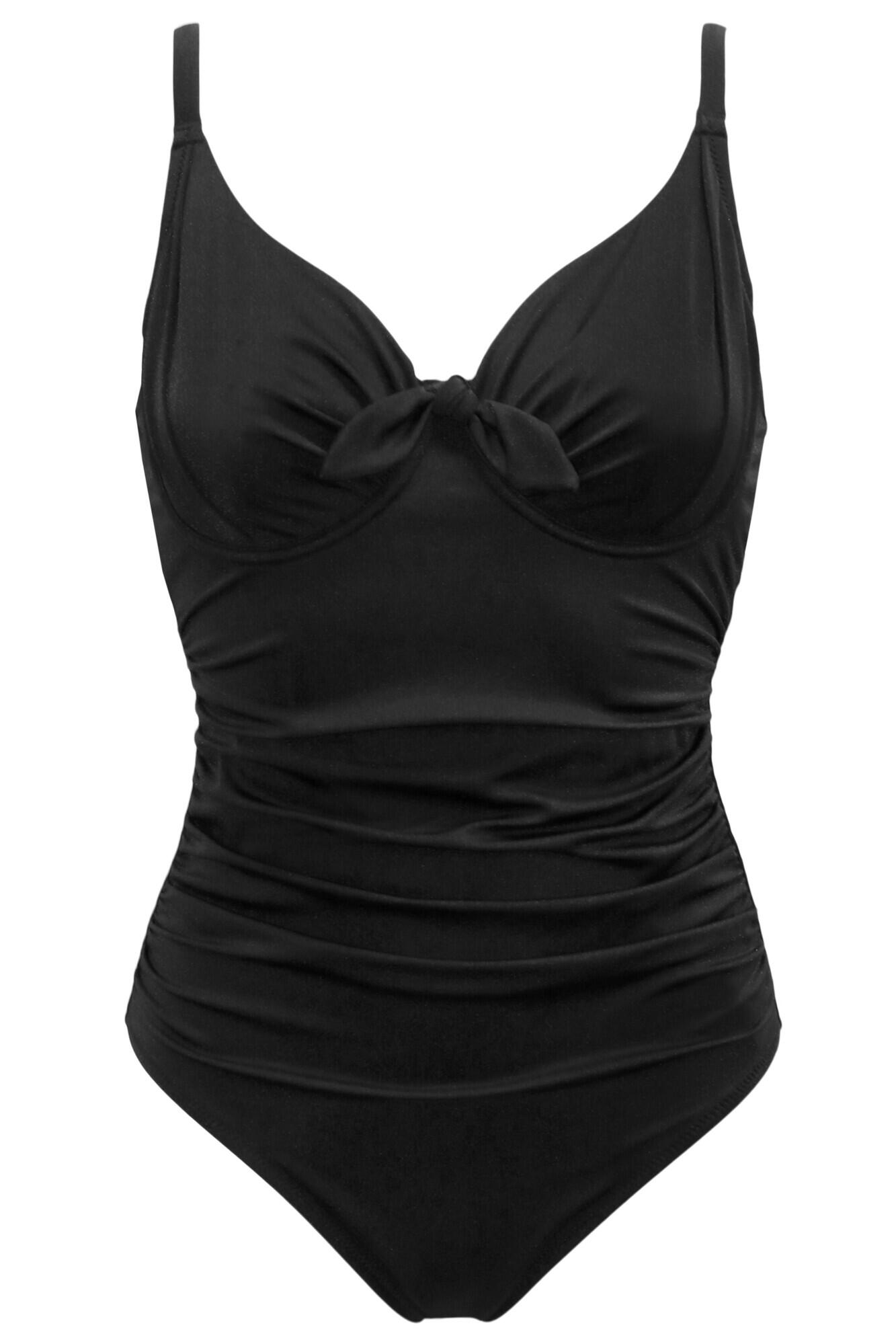 St Kitts Underwired Non-Padded Side Support Swimsuit in Black | Pour Moi