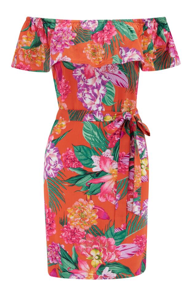 Frill Belted Bardot Dress
