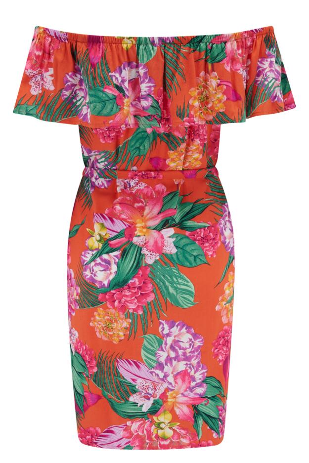 Frill Belted Bardot Dress