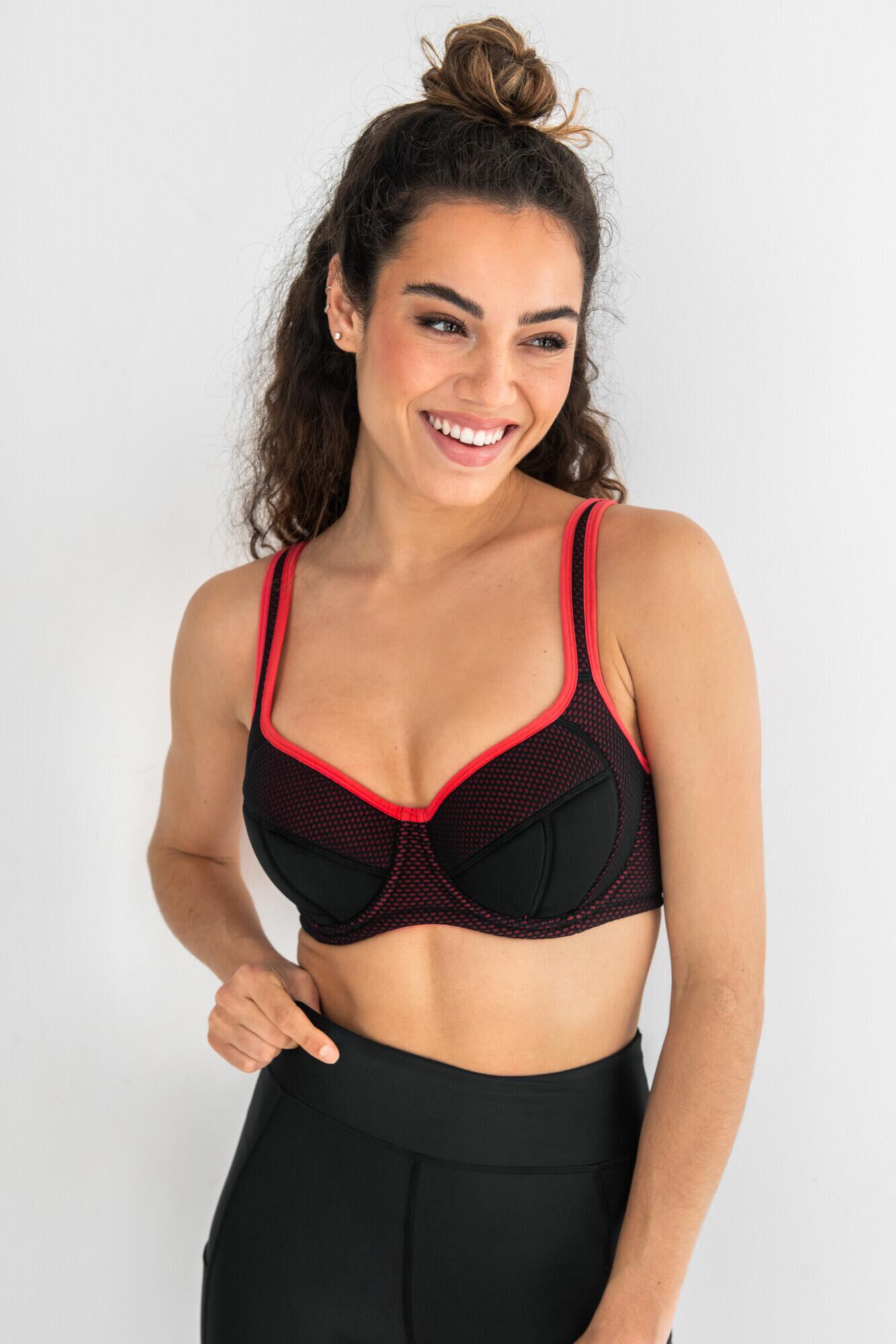 Energy Reach Underwired Lightly Padded Sports Bra in Black Coral Pour Moi