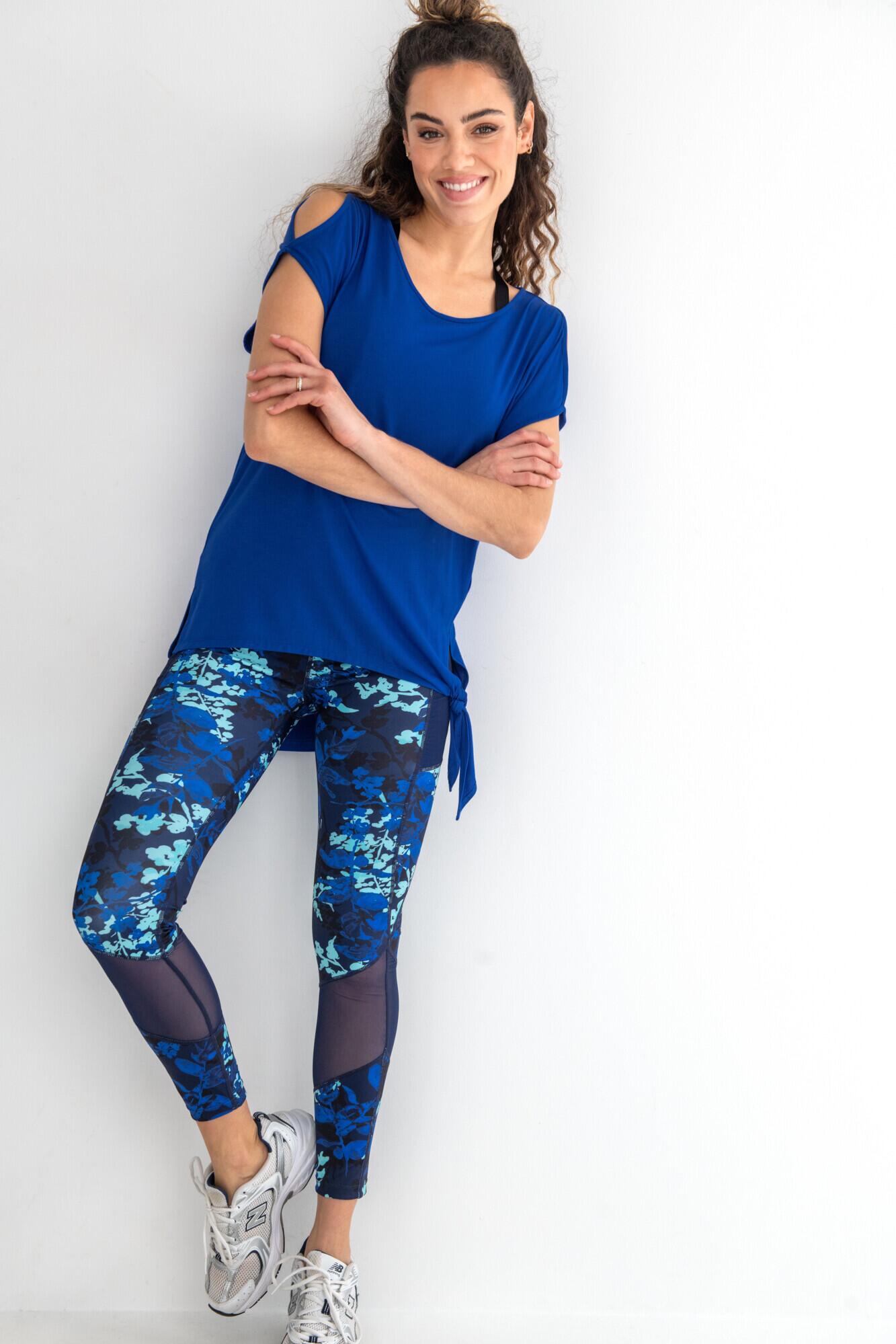 Energy Tie Side Short Sleeve Yoga Top in Ultramarine Pour Moi