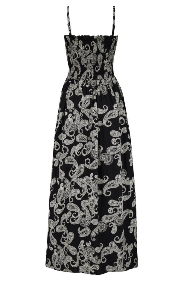 Strapless Shirred Bodice Maxi Beach Dress