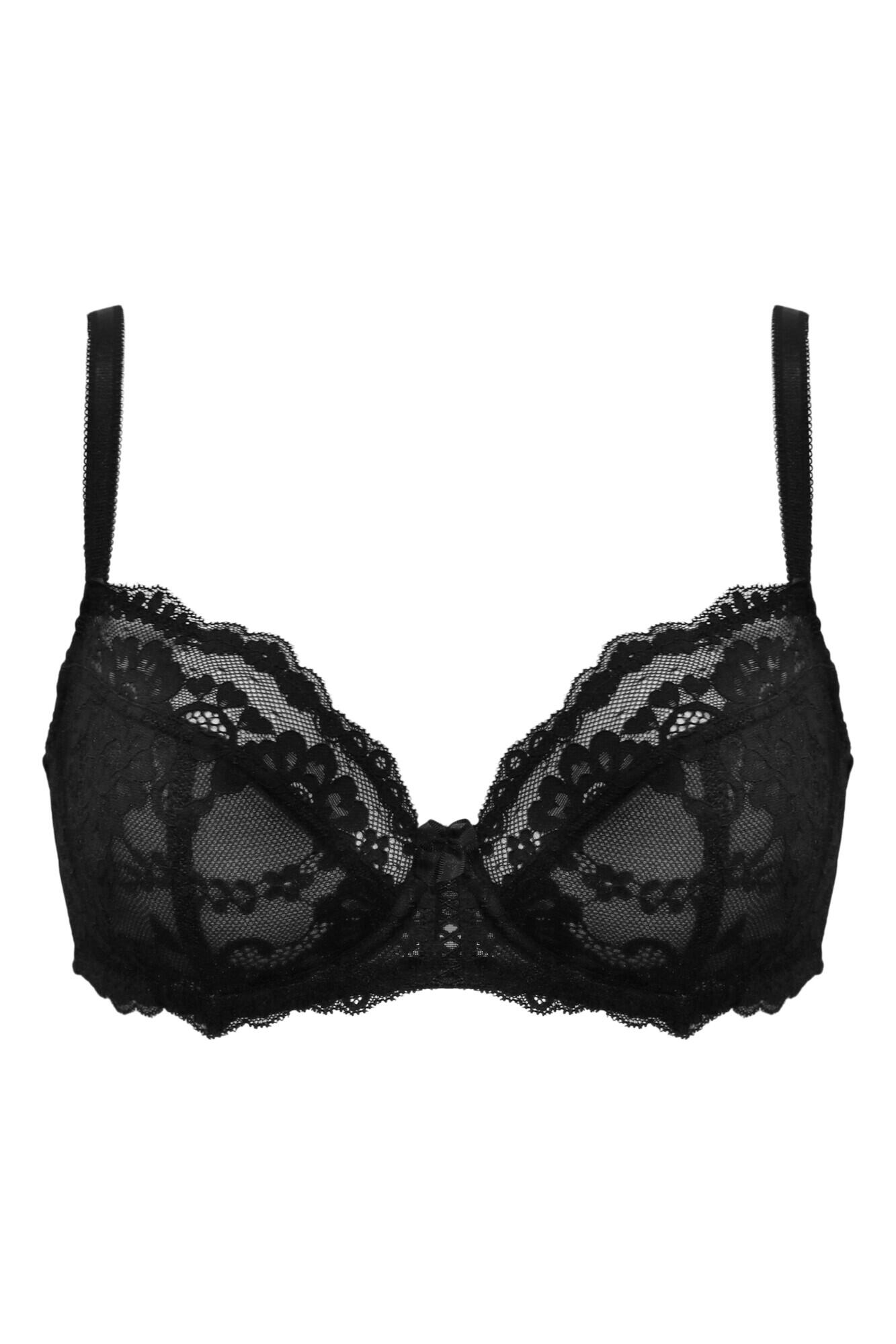 Fleur Non-Padded Balconette Set in Black | Pour Moi