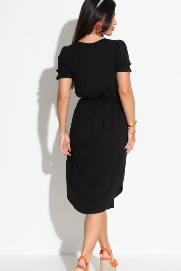 Jenny Puff Sleeve Jersey Midi Dress with LENZING™ ECOVERO™ Viscose