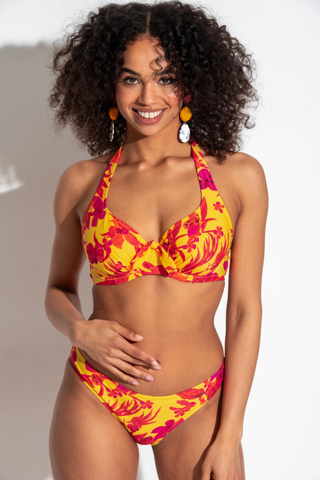 Yellow halter top bikini hotsell