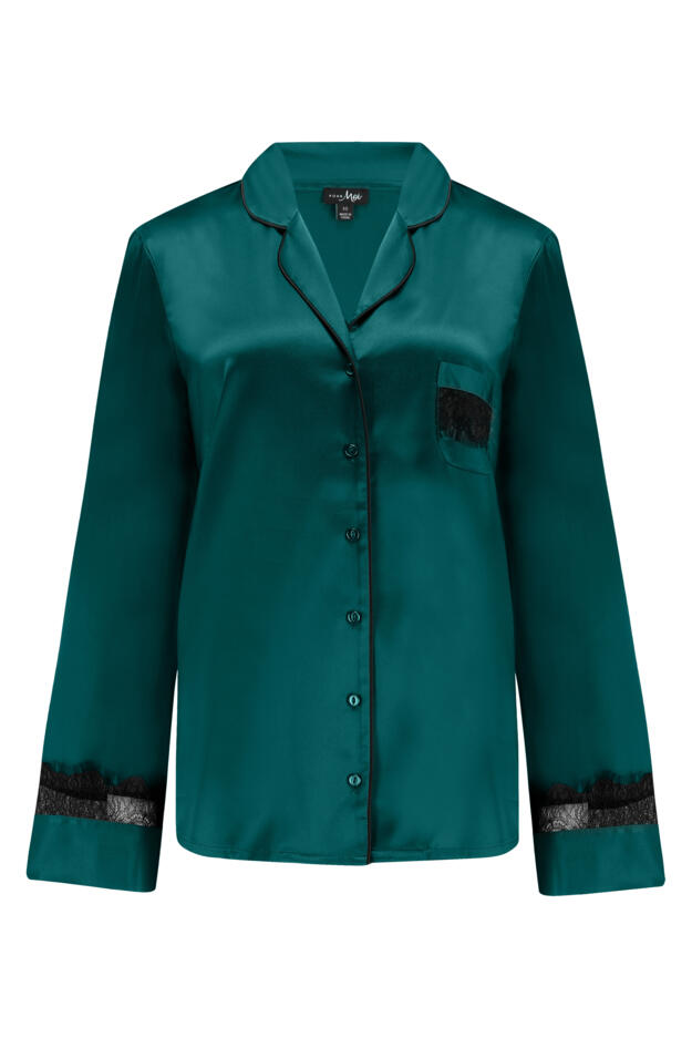 Dusk Satin and Lace Revere Collar Pyjama Set