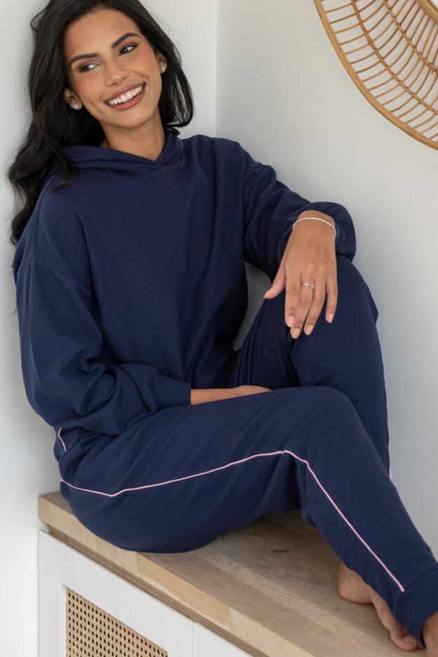 Waffle Loungewear Side Stripe Hoodie and Jogger Set