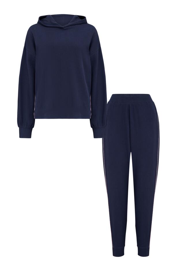 Waffle Loungewear Side Stripe Hoodie and Jogger Set