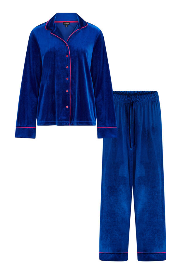 Velour Contrast Trim Pyjama Set