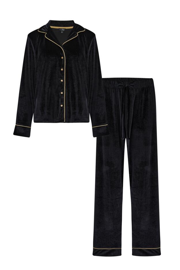 Velour Contrast Trim Pyjama Set