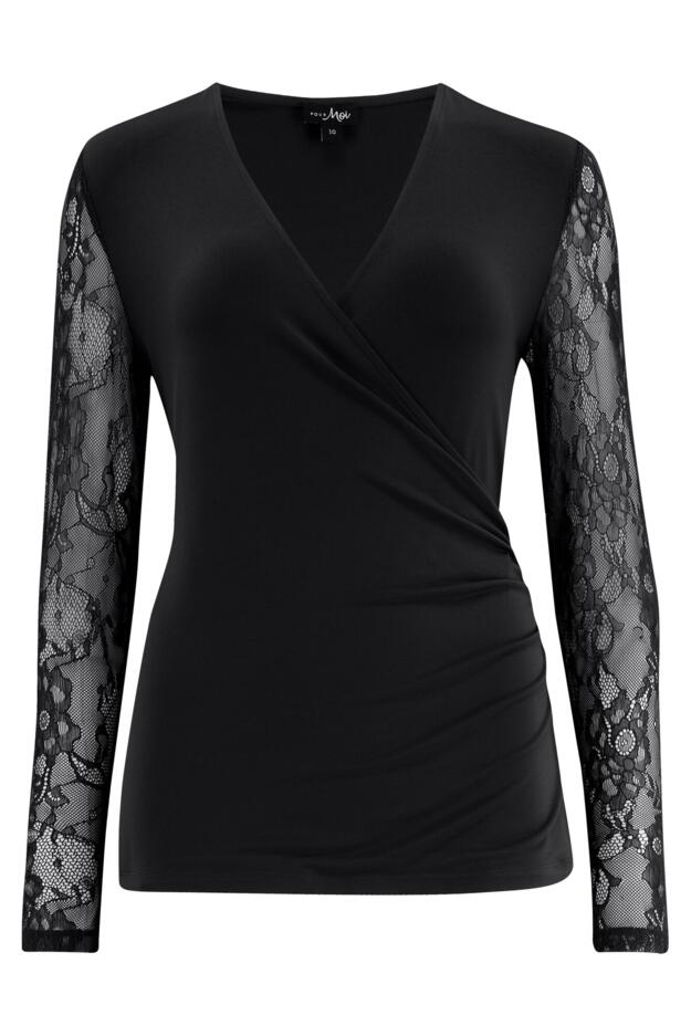 Julie Slinky Jersey Lace Long Sleeve Top 