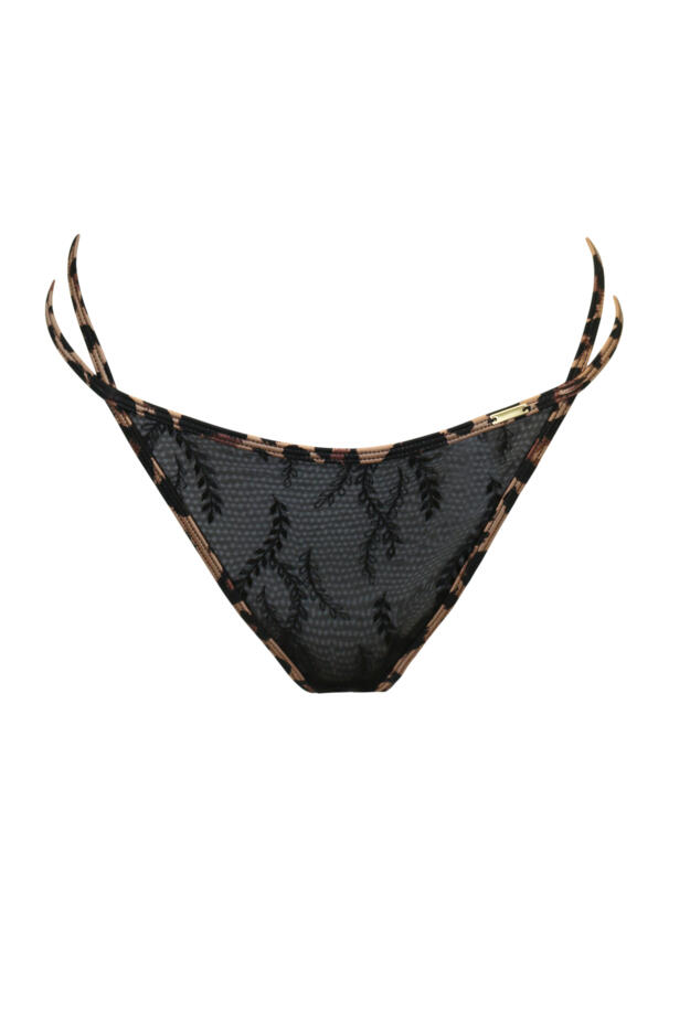 India Leopard Embroidered Strappy Tanga Thong