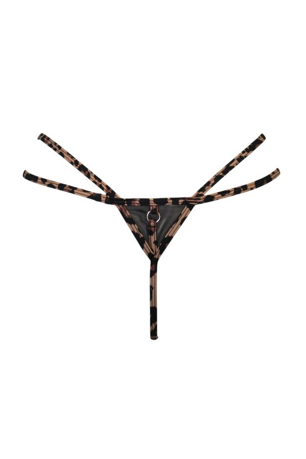 India Leopard Embroidered Strappy Tanga Thong