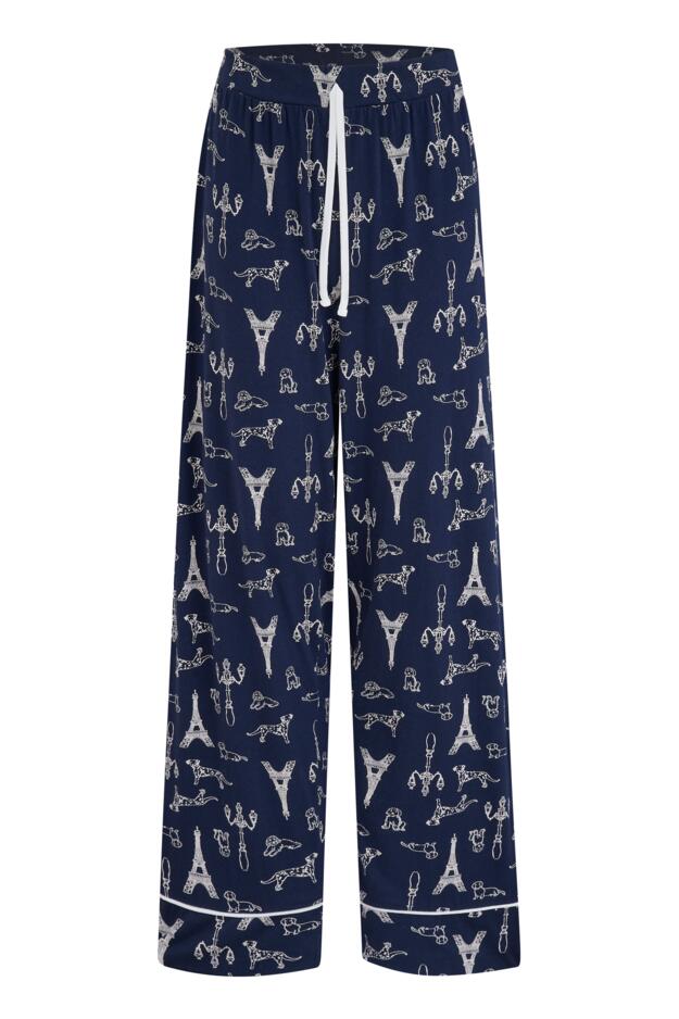 Cotton Jersey Dog Print Revere Collar Pyjama Set