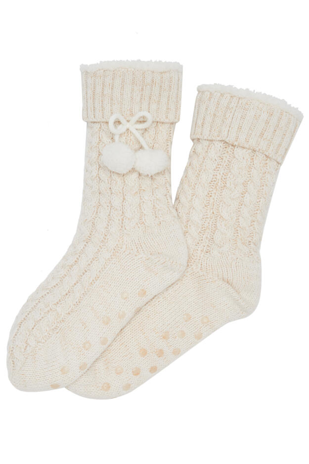 Cosy Cable Knit Lined Slipper Sock 