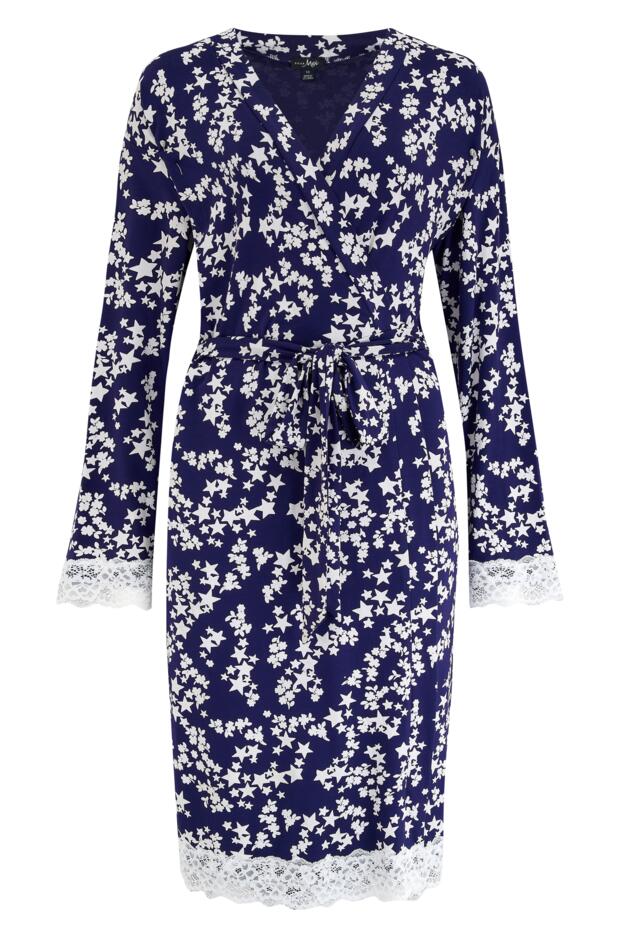 Sofa Loves Lace Jersey Wrap Dressing Gown