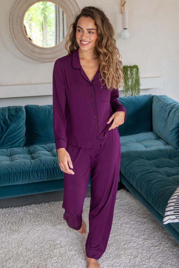 Bamboo Jersey Button Through Revere Collar Pyjama Set