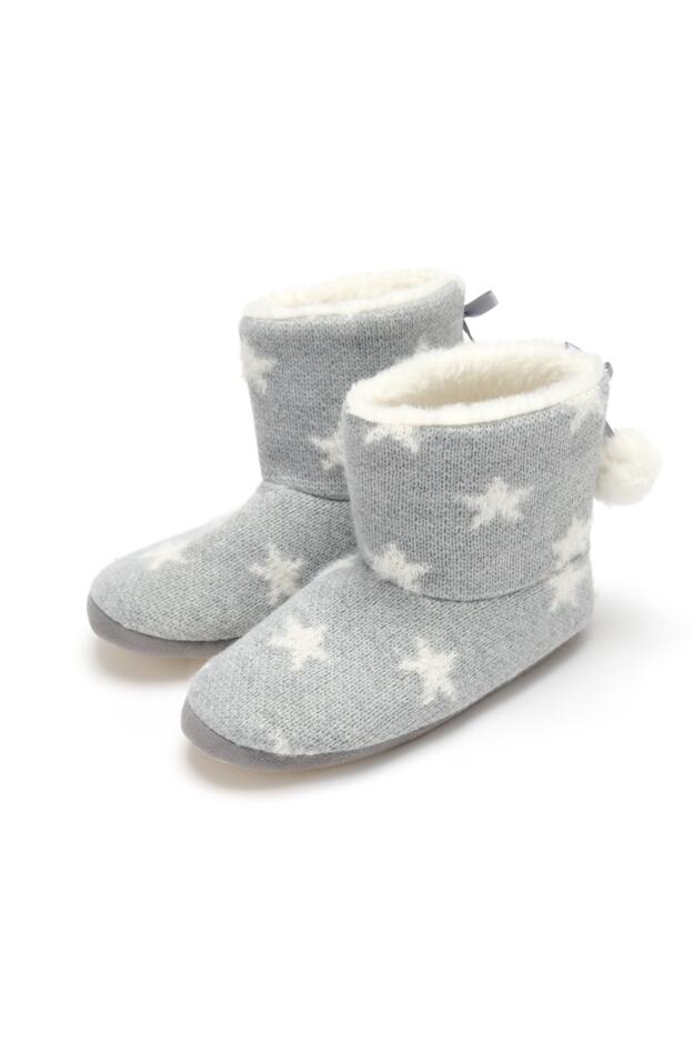 Star Knit Faux Fur Lined Bootie Slipper