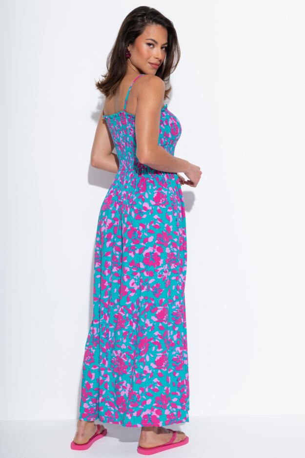 Strapless Shirred Bodice Maxi Beach Dress