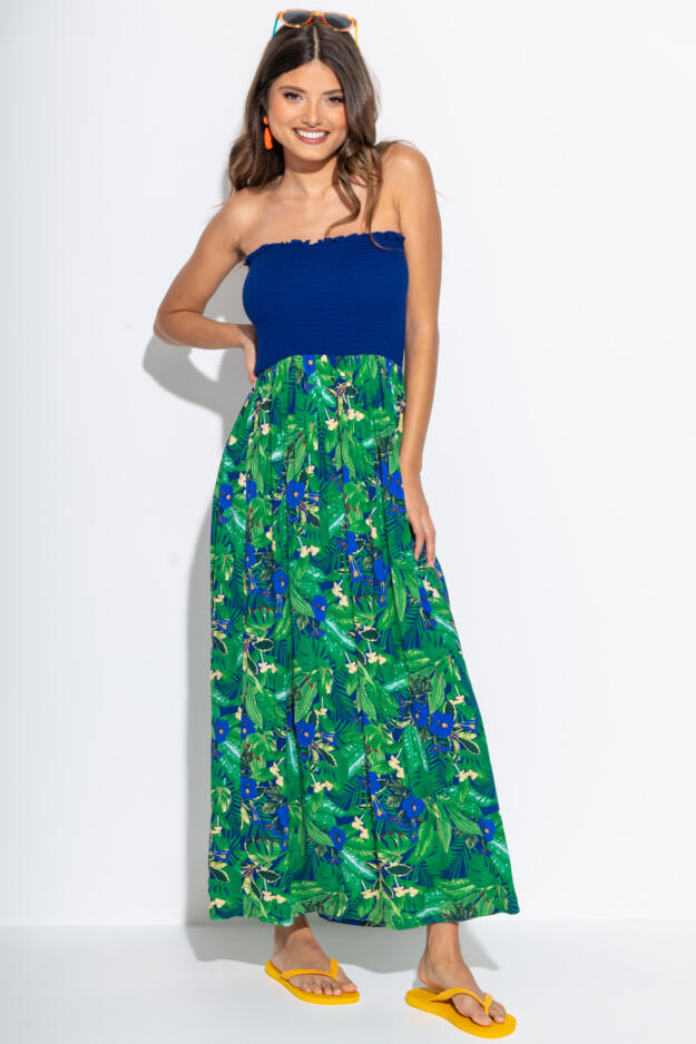 Emma Strapless Shirred Bodice Maxi Beach Dress