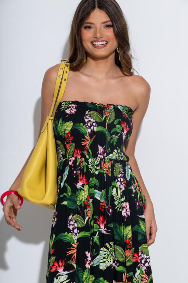 Emma Strapless Shirred Bodice Maxi Beach Dress