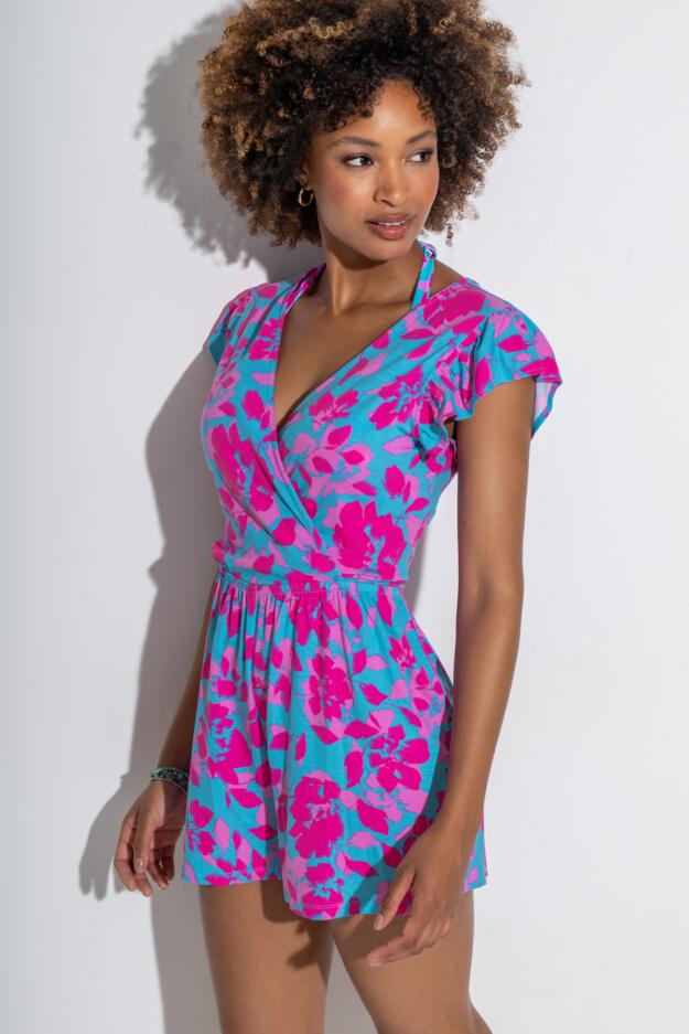 Amelia Frill Stretch Jersey Beach Playsuit