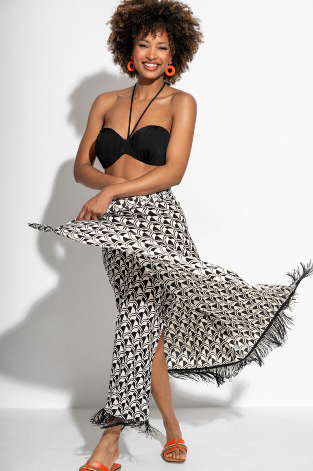 Fringe Trim Crinkle Woven Multiway Sarong