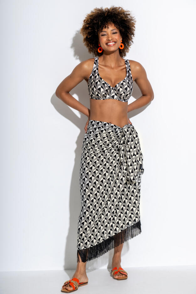 Fringe Trim Crinkle Woven Multiway Sarong