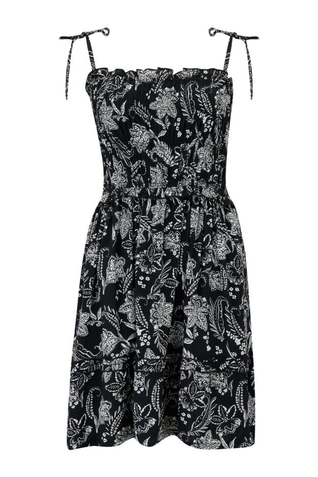 Mia Strapless Shirred Bodice Frill Beach Dress
