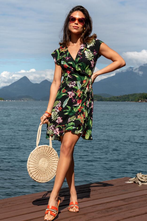 LENZING™ ECOVERO™ Viscose Frill Wrap Beach Dress 