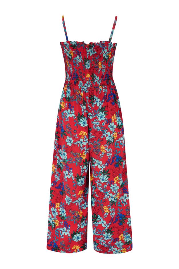 Anna Strapless Shirred Bodice Crop Leg Beach Jumpsuit