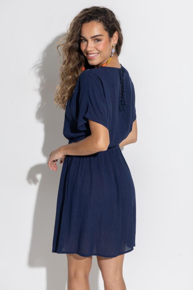 Crinkle Embroidered Beach Kaftan