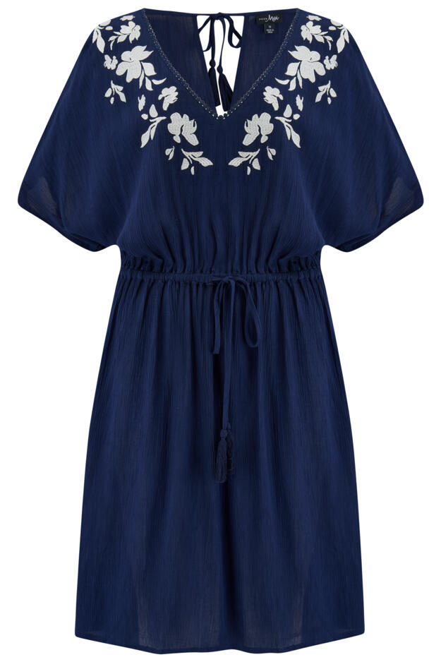 Crinkle Embroidered Beach Kaftan