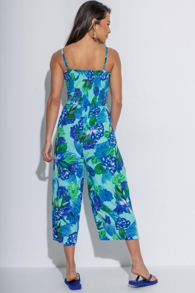 Anna Strapless Shirred Bodice Crop Leg Beach Jumpsuit