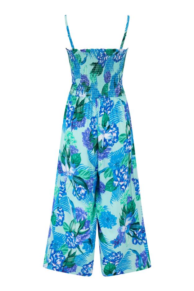 Anna Strapless Shirred Bodice Crop Leg Beach Jumpsuit