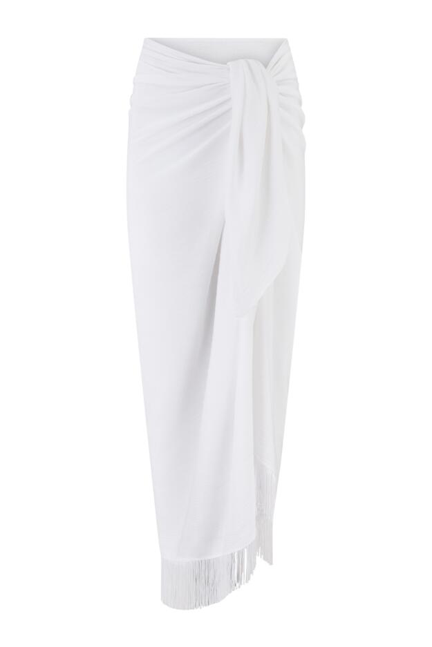 Fringe Trim Crinkle Woven Multiway Sarong