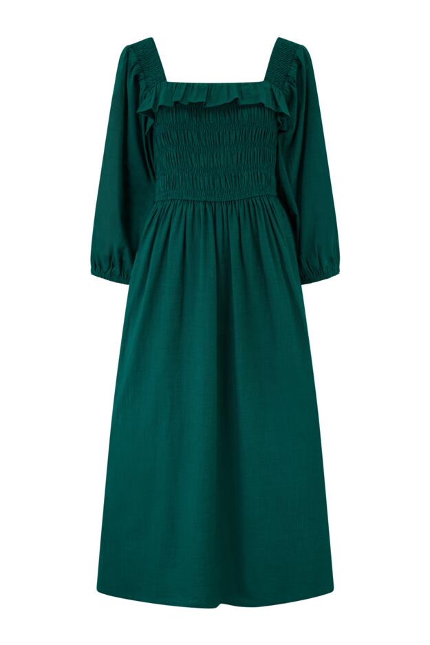 Textured Woven Frill Detail Midi Dress 