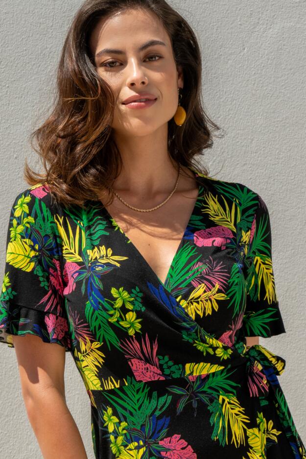 Megan Stretch Jersey Wrap Midi Dress