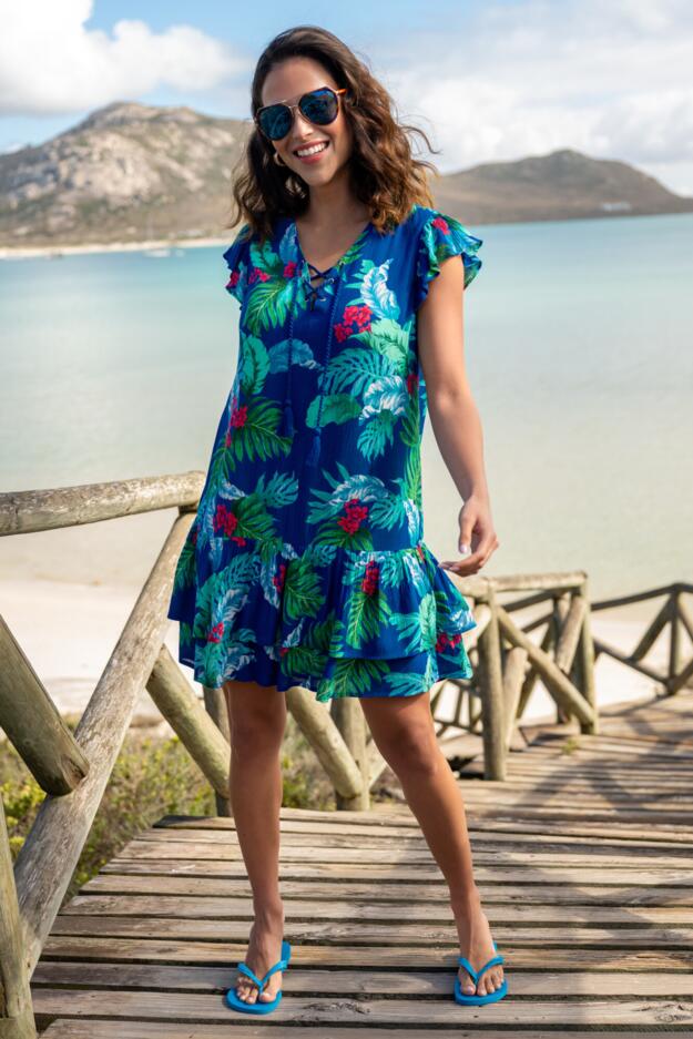 Gracie Crinkle Frill Swing Beach Dress