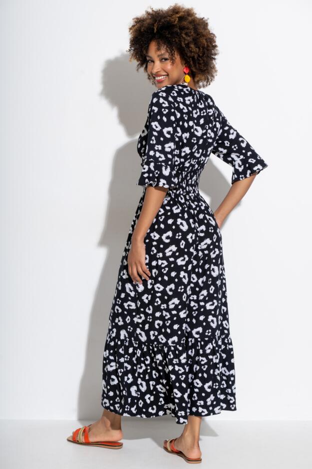Carmen Fuller Bust Elasticated Neckline Woven Midaxi Dress