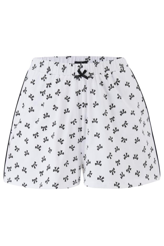 Cotton Jersey Bow Print Revere Collar Short Pyjama Set 
