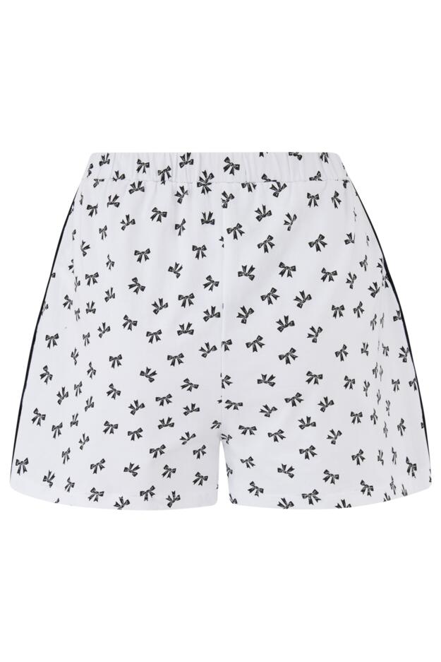 Cotton Jersey Bow Print Revere Collar Short Pyjama Set 