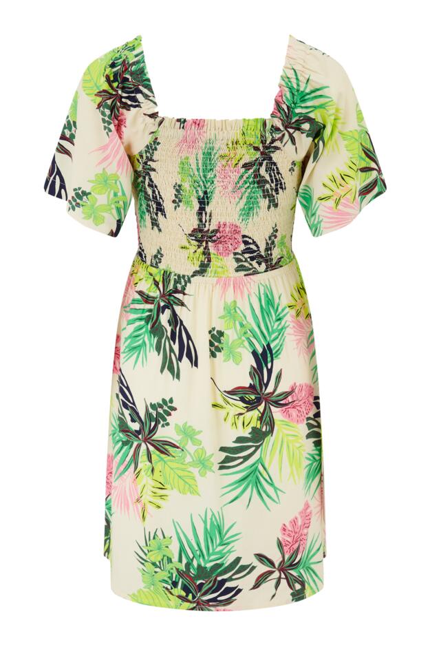 Angel Sleeve Shirred Bodice Woven Dress 